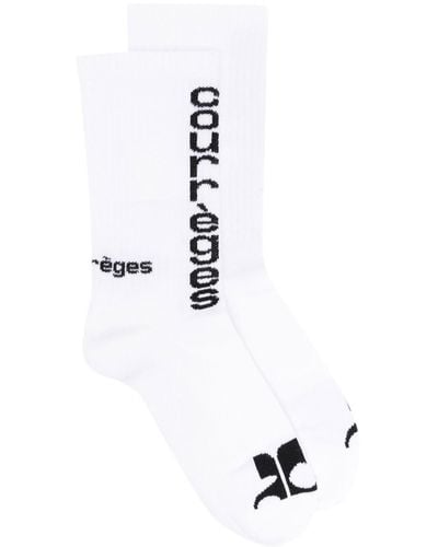 Courreges Logo-embroidered Socks - White