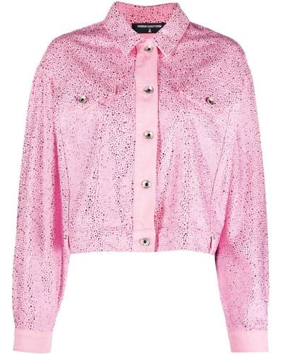 Patrizia Pepe Rhinestone-embellished Cotton Jacket - Pink