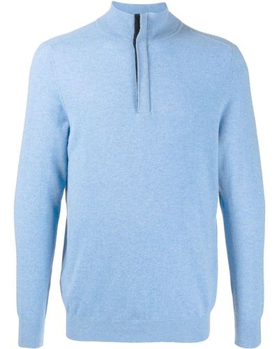 N.Peal Cashmere Zip Detail Cashmere Sweater - Blue