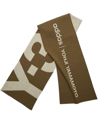 Y-3 Gerippter Schal mit Logo-Print - Grün