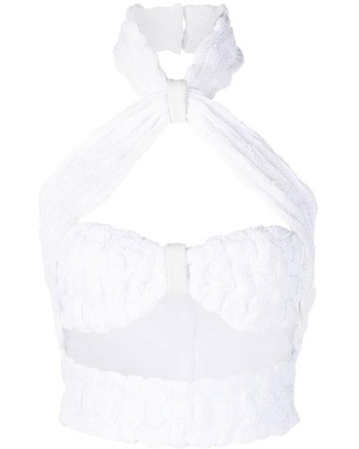 The Mannei Halterneck Cotton Top - White