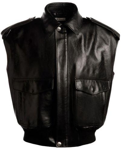 Bally Nappa Leather Vest Jacket - Black