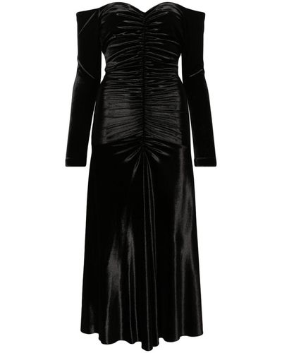 Nissa オフショルダー ベルベット ドレス - ブラック