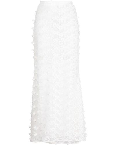 Cynthia Rowley Falda de cintura alta con encaje floral - Blanco