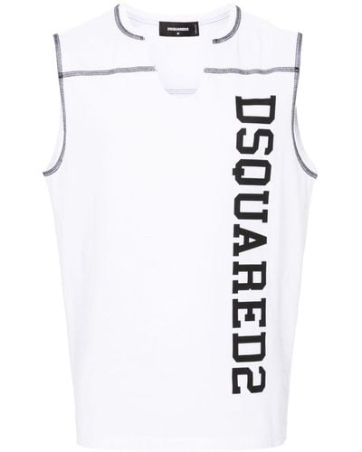 DSquared² Trägershirt mit Logo-Print - Weiß