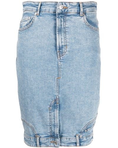 Moschino Jeans Fitted Washed-denim Skirt - Blue
