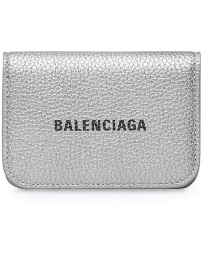 Balenciaga Logo-print Metallic Leather Wallet - White