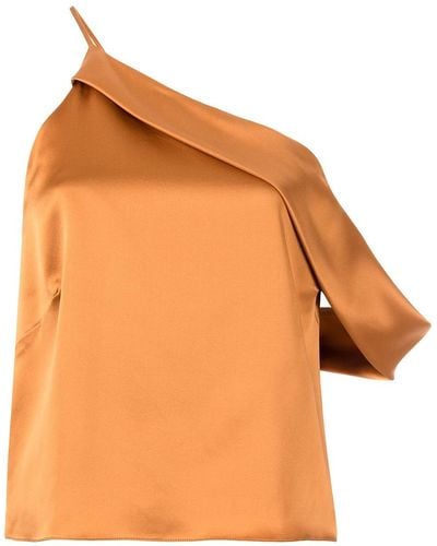 Michelle Mason Top asimétrico con escote drapeado - Naranja