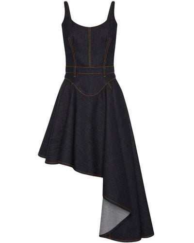 Alexander McQueen Asymmetrical Denim Mini Dress - Black