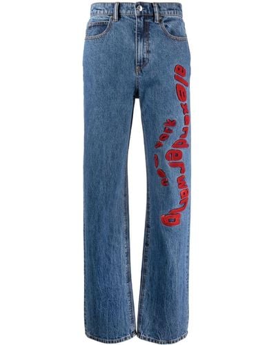 Alexander Wang Jeans dritti EZ MR con applicazione - Blu