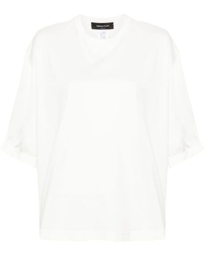 Fabiana Filippi T-shirt Met Satijnen Mouwen - Wit