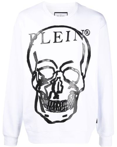 Philipp Plein Skull-print Long-sleeve Sweatshirt - White
