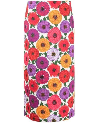 La DoubleJ Falda de tubo Zinnie con motivo floral - Rosa
