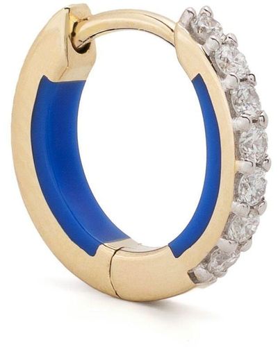 Maria Black Gold Diamond Hoop Earring - Blue