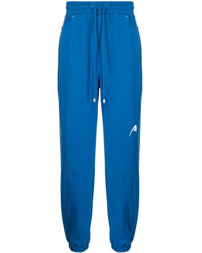 Adererror Logo-embroidered Drawstring Cotton Trousers - Blue