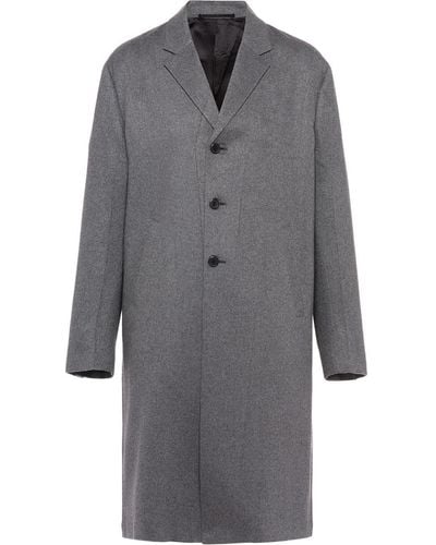 Prada Manteau en laine à simple boutonnage - Gris