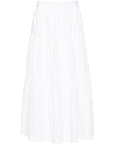STAUD Tiered Midi Skirt - White