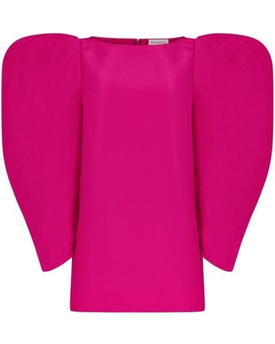 Nina Ricci Gathered-sleeves Taffeta Dress - Pink