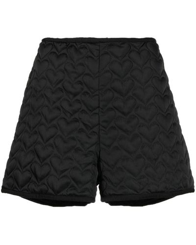 Anna Sui Heart-pattern Quilted Shorts - Black