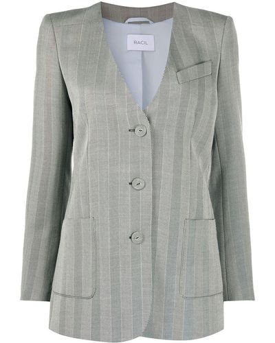 Racil Kragenloser Blazer mit Fischgrätmuster - Grau