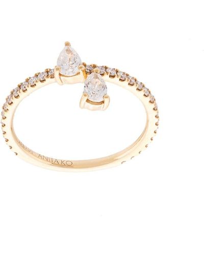 Anita Ko Double Teardrop Diamond Ring - White