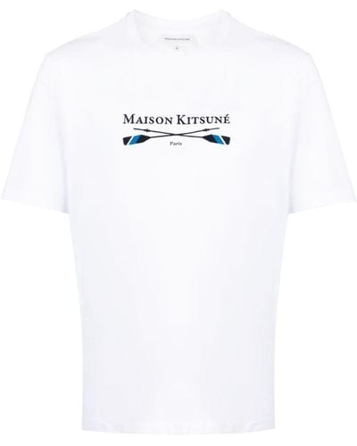 Maison Kitsuné T-shirt con ricamo - Bianco