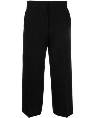 MSGM Cropped Wide-leg Trousers - Black
