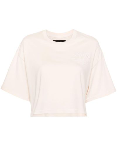 Amiri T-shirt crop à logo brodé - Neutre