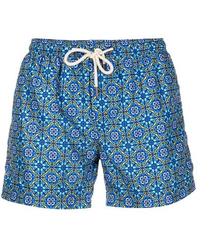 Peninsula Graphic-print Swim Shorts - Blue