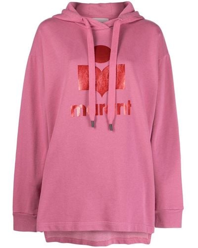Isabel Marant Logo-print Drawstring Hoodie - Pink
