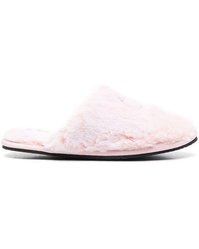 Calvin Klein Logo Appliqué Faux-fur Slippers - Pink