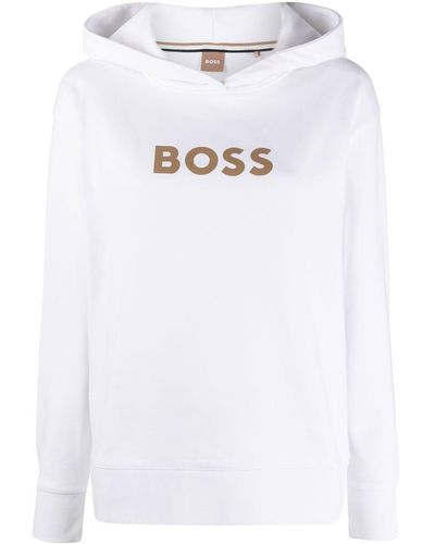 BOSS Logo-print Hoodie - White