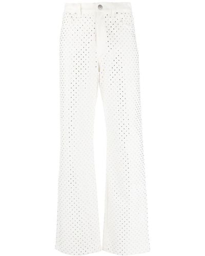 P.A.R.O.S.H. Crystal-embellished Straight-leg Pants - White