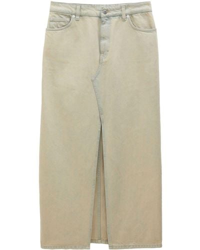 Filippa K Front-Slit Denim Midi Skirt - Natural