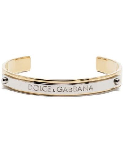Dolce & Gabbana Engraved Logo Cuff Bracelet - White