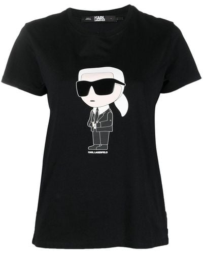 Karl Lagerfeld Ikonik T-shirt Van Biologisch Katoen - Zwart