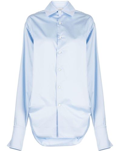 Woera Drawstring Cotton Shirt - Blue