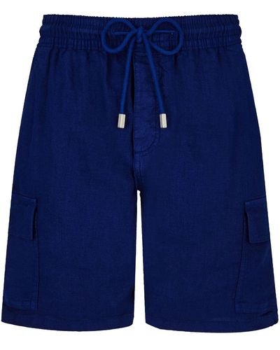 Vilebrequin Multiple-pocket Linen Cargo Shorts - Blue