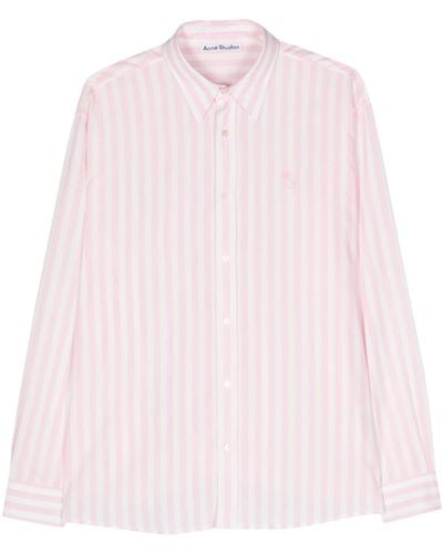 Acne Studios Logo-embroidered Striped Shirt - Pink
