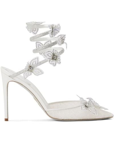 Rene Caovilla Floriane Floral-appliqué Court Shoes - White