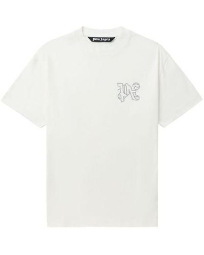 Palm Angels T-Shirt mit Nieten-Logo - Weiß