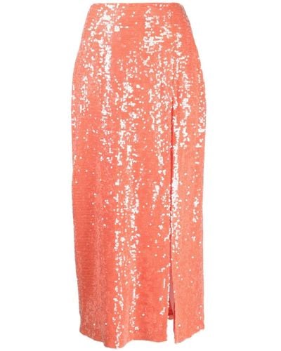 LAPOINTE Sequin-embellished Pencil Skirt - Orange
