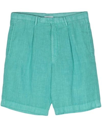 Boglioli Pleat-detail Linen Shorts - Green