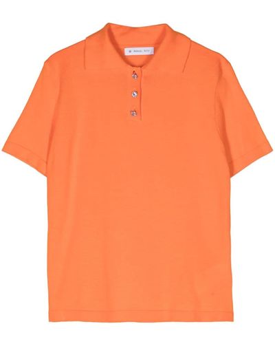 Manuel Ritz ファインニット ポロシャツ - オレンジ