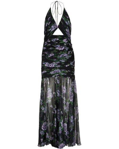 Carolina Herrera フローラル シルクイブニングドレス - ブラック