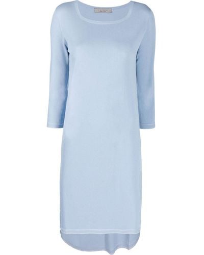 D.exterior Long-sleeved Knitted Dress - Blue