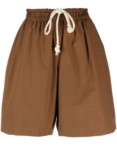 Jil Sander Drawstring-waist Cotton Shorts - Brown