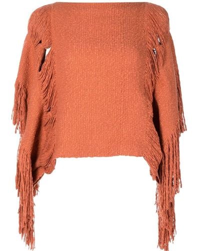 Voz Fringe-detail Knitted Top - Orange