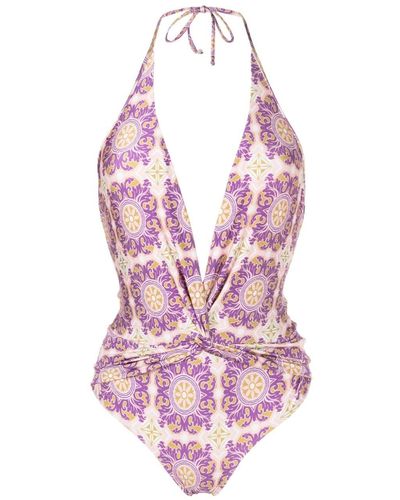Adriana Degreas Graphic-print V-neck Swimsuit - Pink