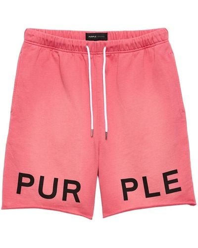 Purple Brand Short de sport en coton à logo imprimé - Rose
